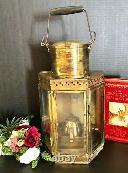 Large Solid Brass Lantern Oil Lamp Handled Heavy Vintage Nautical Wall hanging