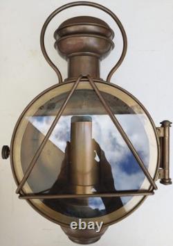 Large Train Headlamp Lantern Antique Brass Exterior Wall Sconce Electric Repro