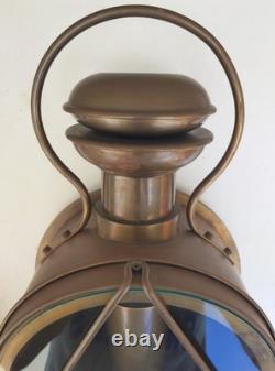 Large Train Headlamp Lantern Antique Brass Exterior Wall Sconce Electric Repro
