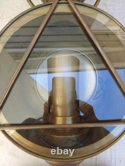 Large Train Headlamp Lantern Antique Brass Exterior Wall Sconce Electric Repro