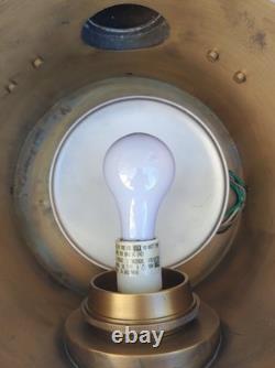 Large Train Headlamp Lantern Antique Brass Exterior Wall Sconce Electric Repro