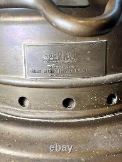 Large Unused Brass Vintage Marine Lantern Perko 1960-77 With Chimney Clear Nice