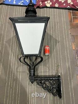 Large Victorian Style Black lantern Cast Bracket Street Light Wall Lamps