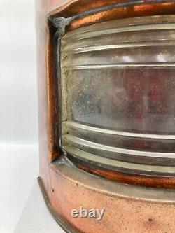 Large Vintage British Meteorite Port Copper and Glass Ship Oil Lantern