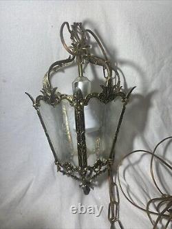 Large Vintage Eagle Gilt Brass Ceiling Hanging Hall Pendant Lantern Light