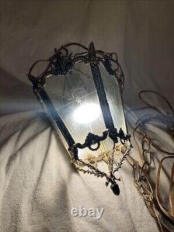Large Vintage Eagle Gilt Brass Ceiling Hanging Hall Pendant Lantern Light