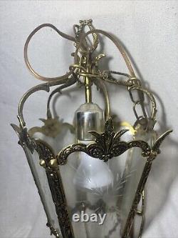 Large Vintage Eagle Gilt Brass Ceiling Hanging Hall Pendant Lantern Light