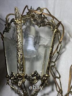 Large Vintage Eagle Gilt Brass Ceiling Hanging Hall Pendant Lantern Light