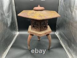 Large Vintage Japanese Style Cast Iron Yukimi Garden Lantern 24 Pagoda Toro