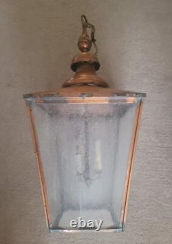 Large Vintage Lantern. Brass Tag Edgar & Son Blenheim House Hammersmith Vintage