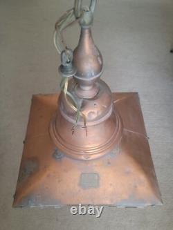 Large Vintage Lantern. Brass Tag Edgar & Son Blenheim House Hammersmith Vintage