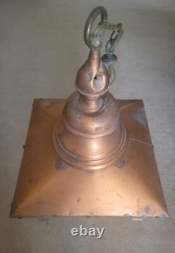 Large Vintage Lantern. Brass Tag Edgar & Son Blenheim House Hammersmith Vintage