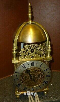 Large Vintage Weight Driven Brass Verge Single Hand Striking Lantern Clock