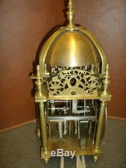 Large Vintage Weight Driven Brass Verge Single Hand Striking Lantern Clock