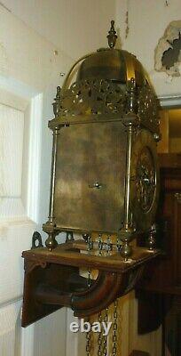 Large Vintage Weight Driven Verge Striking Lantern Clock Full Working Order