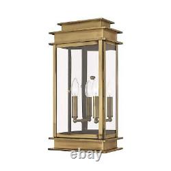 Livex Lighting 2018-01 Princeton 2 Light AB Outdoor Wall Lantern, Antique Brass
