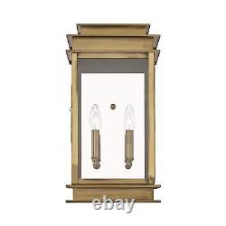Livex Lighting 2018-01 Princeton 2 Light AB Outdoor Wall Lantern, Antique Brass