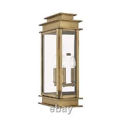 Livex Lighting 2018-01 Princeton 2 Light AB Outdoor Wall Lantern, Antique Brass
