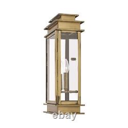 Livex Lighting 2018-01 Princeton 2 Light AB Outdoor Wall Lantern, Antique Brass