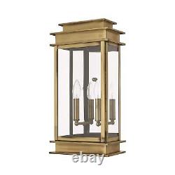 Livex Lighting 2018-01 Princeton 2 Light AB Outdoor Wall Lantern, Antique Brass