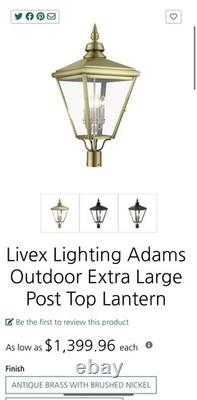 Livex Lighting Adams Outdoor Extra Large Antique Brass Post Top Lantern