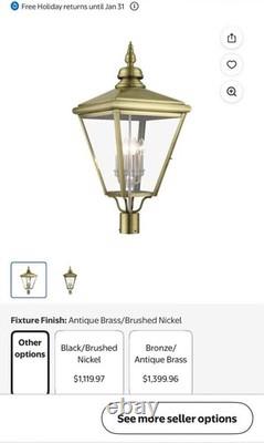 Livex Lighting Adams Outdoor Extra Large Antique Brass Post Top Lantern
