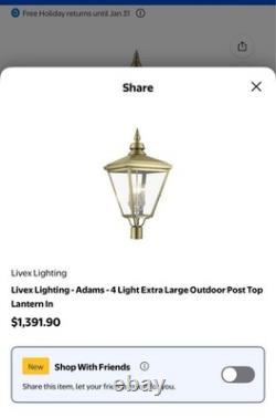 Livex Lighting Adams Outdoor Extra Large Antique Brass Post Top Lantern
