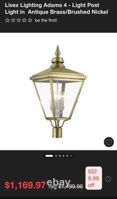 Livex Lighting Adams Outdoor Extra Large Antique Brass Post Top Lantern