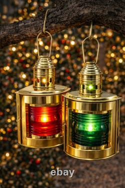 Lot Of 2 Piece Night Lights Vintage Brass Ship Oil Lantern Nautical Marine Lamp