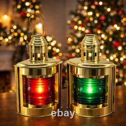 Lot Of 2 Piece Night Lights Vintage Brass Ship Oil Lantern Nautical Marine Lamp