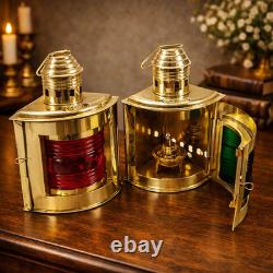 Lot Of 2 Piece Night Lights Vintage Brass Ship Oil Lantern Nautical Marine Lamp
