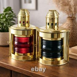 Lot Of 2 Piece Night Lights Vintage Brass Ship Oil Lantern Nautical Marine Lamp