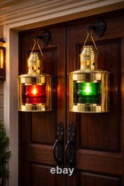 Lot Of 2 Piece Night Lights Vintage Brass Ship Oil Lantern Nautical Marine Lamp