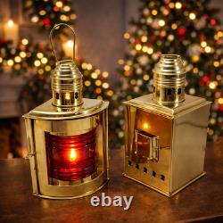 Lot Of 2 Piece Night Lights Vintage Brass Ship Oil Lantern Nautical Marine Lamp