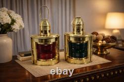 Lot Of 2 Piece Night Lights Vintage Brass Ship Oil Lantern Nautical Marine Lamp