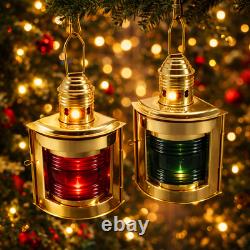 Lot Of 2 Piece Night Lights Vintage Brass Ship Oil Lantern Nautical Marine Lamp