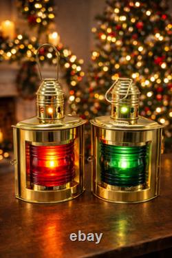 Lot Of 2 Piece Night Lights Vintage Brass Ship Oil Lantern Nautical Marine Lamp