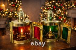 Lot Of 2 Piece Night Lights Vintage Brass Ship Oil Lantern Nautical Marine Lamp