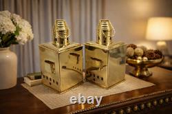 Lot Of 2 Piece Night Lights Vintage Brass Ship Oil Lantern Nautical Marine Lamp
