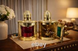 Lot Of 2 Piece Night Lights Vintage Brass Ship Oil Lantern Nautical Marine Lamp