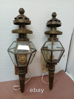 Lot Of 2 Vintage Outside, inside Porch Brass Wall Sconce Light Porch Lantern