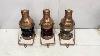 Lot Of 3 Antique Nautical Ship Lanterns Copper Kerosene Se Vintage Lights