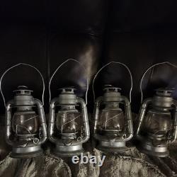 Lot Of 4 Dietz Comet Tin Tubular Lantern Vintage Chrome Antique