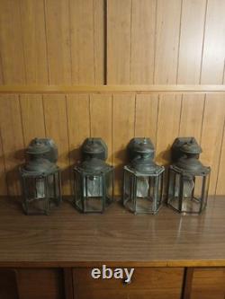 Lot Of 4 Vintage- Aged Brass Outdoor Wall Lantern/ Sconce/ Carriage Light