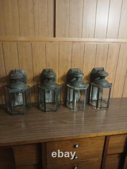 Lot Of 4 Vintage- Aged Brass Outdoor Wall Lantern/ Sconce/ Carriage Light