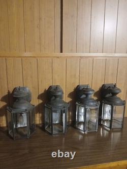Lot Of 4 Vintage- Aged Brass Outdoor Wall Lantern/ Sconce/ Carriage Light