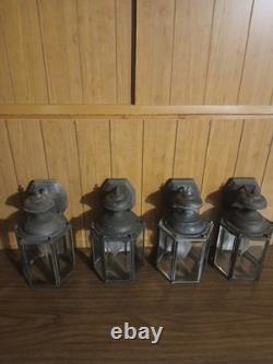 Lot Of 4 Vintage- Aged Brass Outdoor Wall Lantern/ Sconce/ Carriage Light