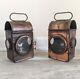 Lot of 2 Copper SHERWOODS Oil Lamp LANTERN Nautical Railroad Antique Vintage