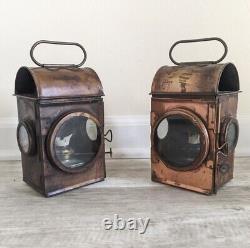 Lot of 2 Copper SHERWOODS Oil Lamp LANTERN Nautical Railroad Antique Vintage