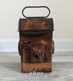 Lot of 2 Copper SHERWOODS Oil Lamp LANTERN Nautical Railroad Antique Vintage